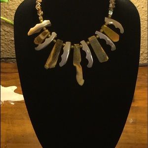Raw citrine and quartz necklace